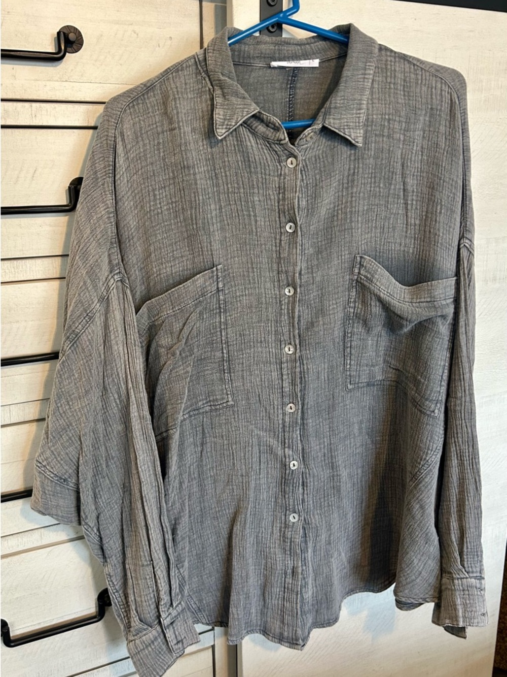 SHOP TALULAH Washed Gray Textured Button-Down Shirt